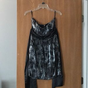 Wet Seal M gray strapless dress with black flowers